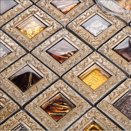 Mirror Glass Backsplash Tile Gold Crystal Mirrored Tile