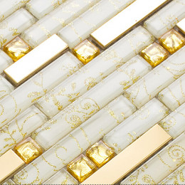 Mirror Glass Backsplash Tile Gold Crystal Mirrored Tile